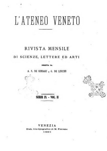 Ateneo veneto Atti e memorie dell'Ateneo veneto