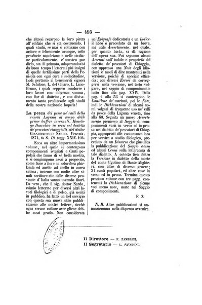 Il propugnatore studi filologici, storici e bibliografici