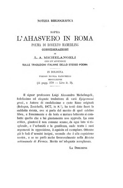 Il propugnatore studi filologici, storici e bibliografici