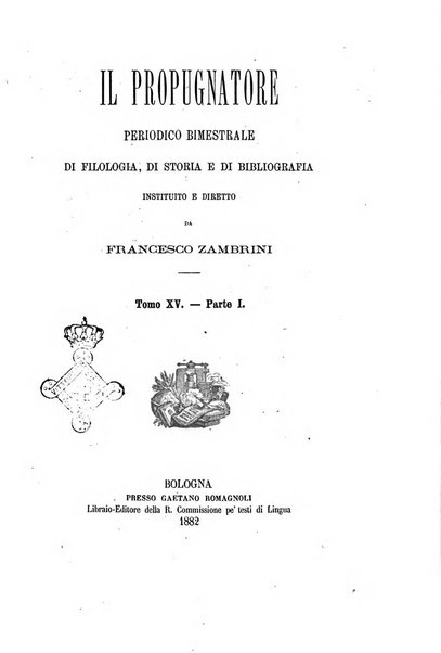 Il propugnatore studi filologici, storici e bibliografici