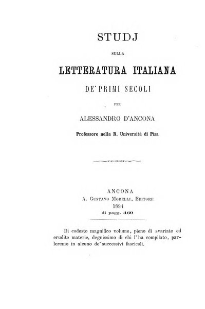 Il propugnatore studi filologici, storici e bibliografici