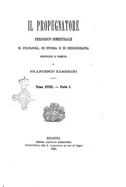 Il propugnatore studi filologici, storici e bibliografici