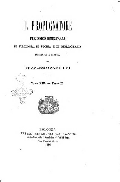 Il propugnatore studi filologici, storici e bibliografici