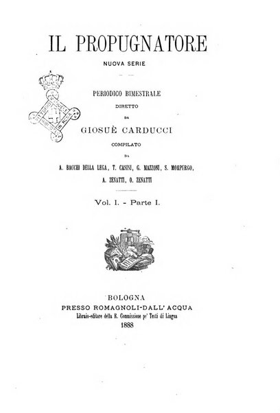 Il propugnatore studi filologici, storici e bibliografici