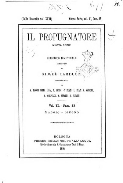 Il propugnatore studi filologici, storici e bibliografici