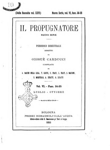 Il propugnatore studi filologici, storici e bibliografici