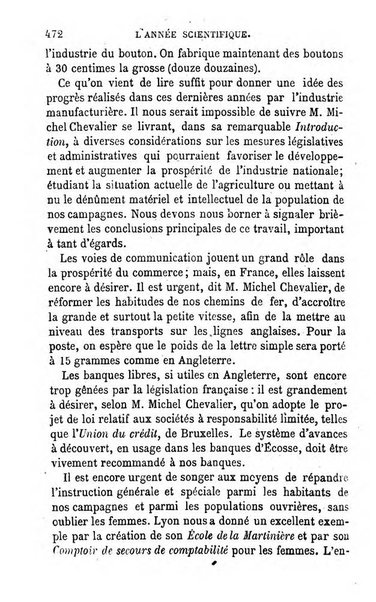 L'année scientifique et industrielle ou Exposé annuel des travaux scientifiques, des inventions et des principales applications de la science a l'industrie et aux arts, qui ont attiré l'attention publique en France et a l'etranger