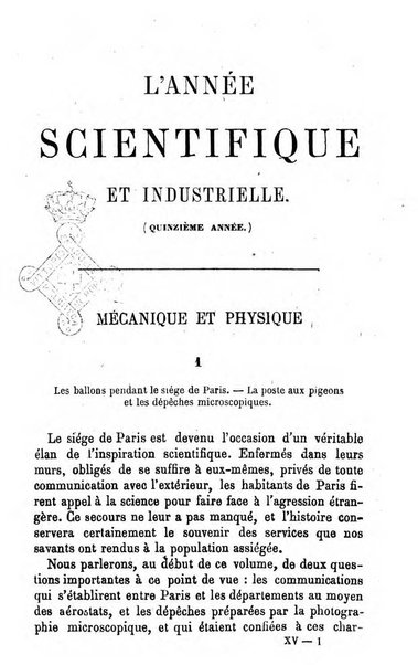 L'année scientifique et industrielle ou Exposé annuel des travaux scientifiques, des inventions et des principales applications de la science a l'industrie et aux arts, qui ont attiré l'attention publique en France et a l'etranger