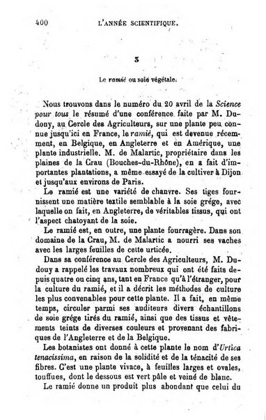 L'année scientifique et industrielle ou Exposé annuel des travaux scientifiques, des inventions et des principales applications de la science a l'industrie et aux arts, qui ont attiré l'attention publique en France et a l'etranger