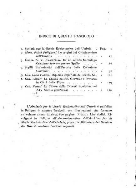 Archivio per la storia ecclesiastica dell'Umbria