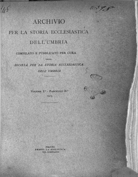 Archivio per la storia ecclesiastica dell'Umbria