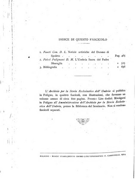 Archivio per la storia ecclesiastica dell'Umbria