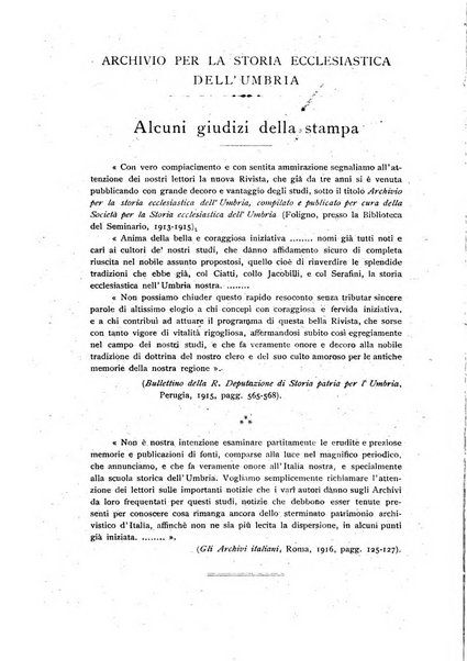Archivio per la storia ecclesiastica dell'Umbria