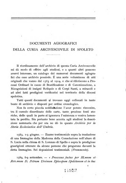 Archivio per la storia ecclesiastica dell'Umbria