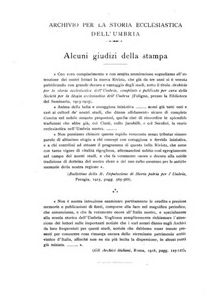 Archivio per la storia ecclesiastica dell'Umbria