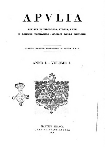 Apulia rivista di filologia, storia, arte e scienze economico-sociali della regione