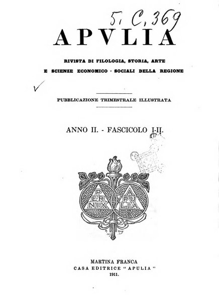 Apulia rivista di filologia, storia, arte e scienze economico-sociali della regione