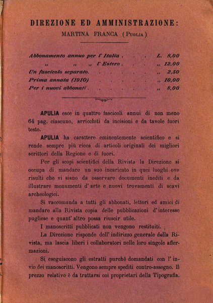 Apulia rivista di filologia, storia, arte e scienze economico-sociali della regione