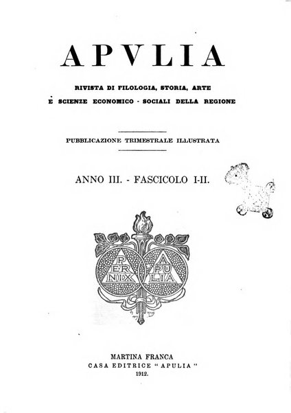 Apulia rivista di filologia, storia, arte e scienze economico-sociali della regione