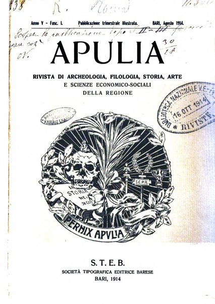 Apulia rivista di filologia, storia, arte e scienze economico-sociali della regione