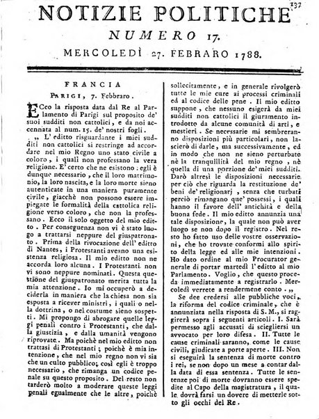 Notizie politiche o sia istoria de' piu famosi avvenimenti del mondo