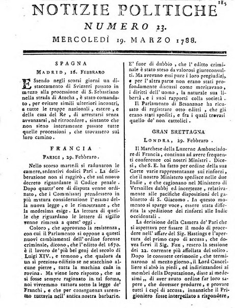 Notizie politiche o sia istoria de' piu famosi avvenimenti del mondo