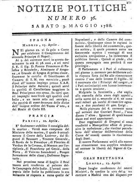 Notizie politiche o sia istoria de' piu famosi avvenimenti del mondo