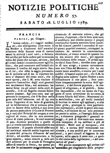 Notizie politiche o sia istoria de' piu famosi avvenimenti del mondo