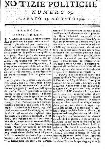 Notizie politiche o sia istoria de' piu famosi avvenimenti del mondo