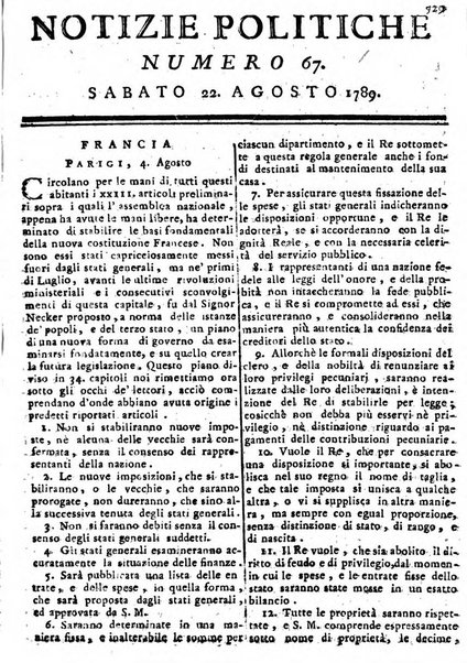 Notizie politiche o sia istoria de' piu famosi avvenimenti del mondo