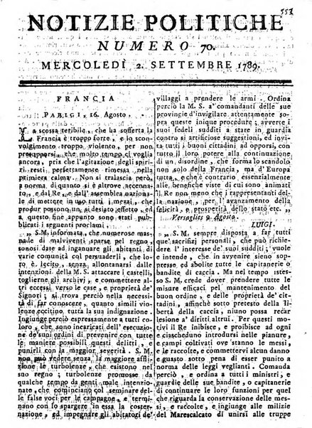 Notizie politiche o sia istoria de' piu famosi avvenimenti del mondo