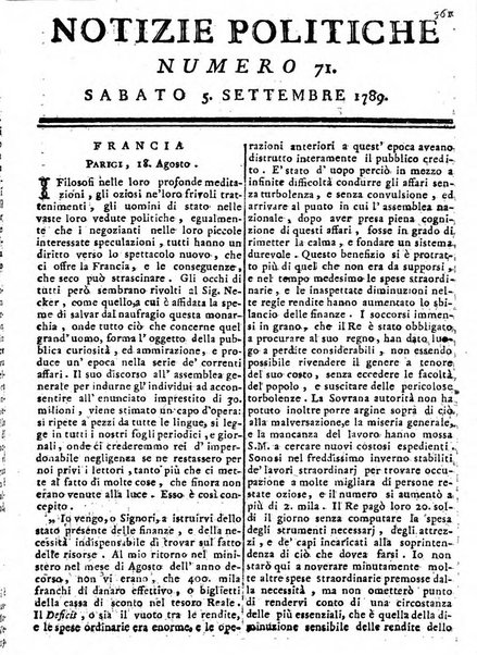 Notizie politiche o sia istoria de' piu famosi avvenimenti del mondo