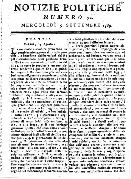 Notizie politiche o sia istoria de' piu famosi avvenimenti del mondo