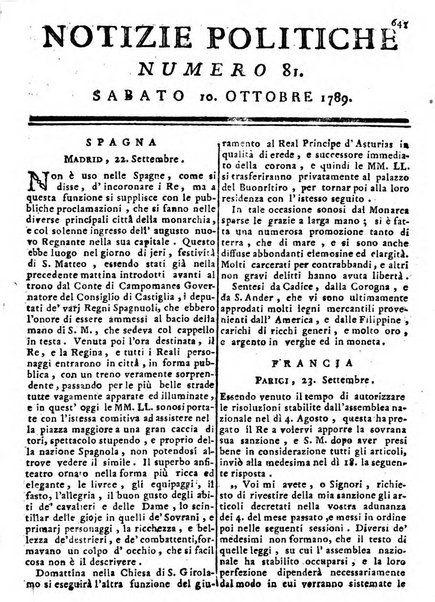 Notizie politiche o sia istoria de' piu famosi avvenimenti del mondo