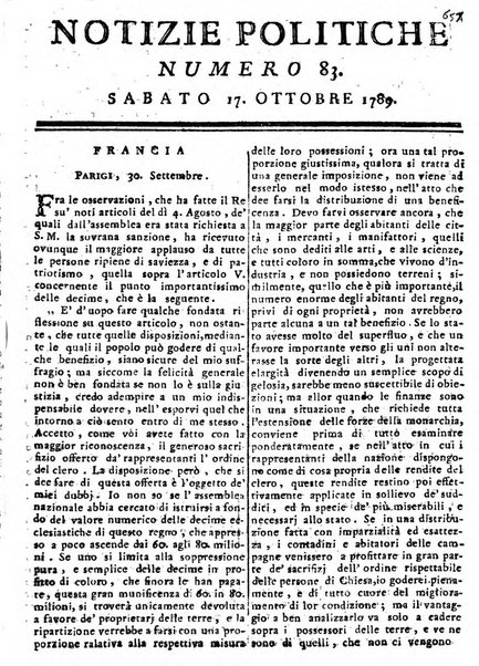 Notizie politiche o sia istoria de' piu famosi avvenimenti del mondo