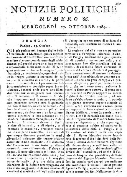 Notizie politiche o sia istoria de' piu famosi avvenimenti del mondo