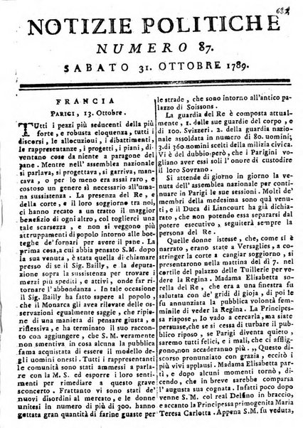 Notizie politiche o sia istoria de' piu famosi avvenimenti del mondo