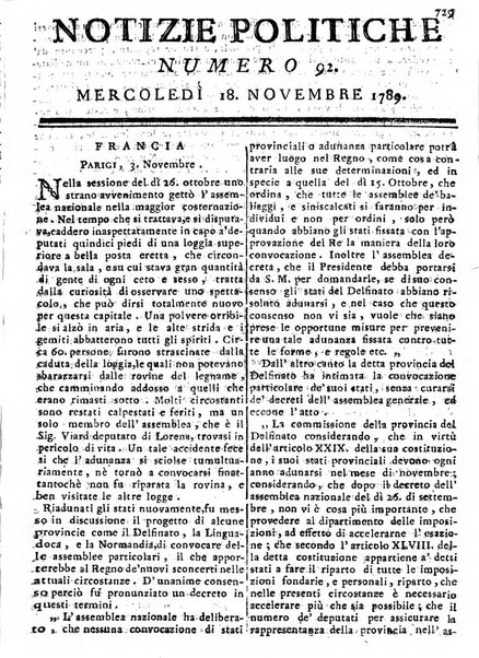 Notizie politiche o sia istoria de' piu famosi avvenimenti del mondo