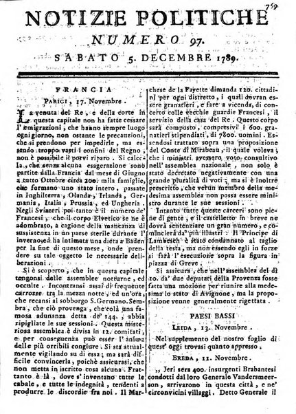 Notizie politiche o sia istoria de' piu famosi avvenimenti del mondo