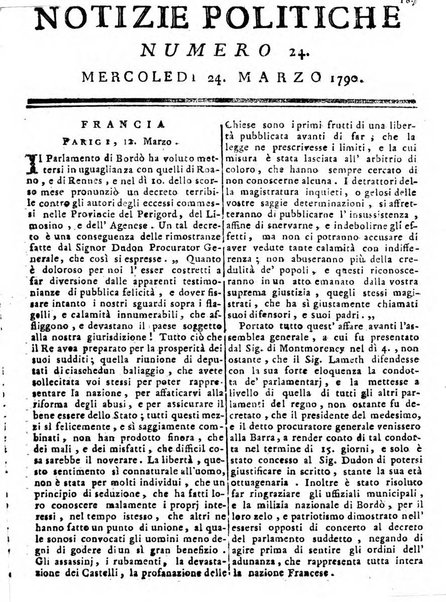 Notizie politiche o sia istoria de' piu famosi avvenimenti del mondo