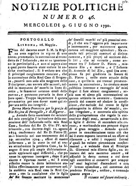 Notizie politiche o sia istoria de' piu famosi avvenimenti del mondo