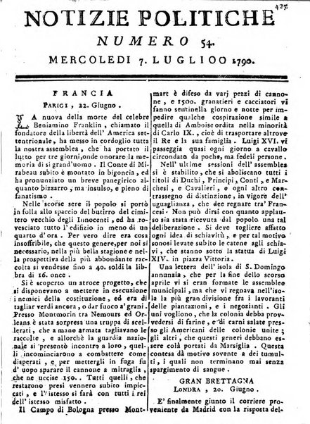 Notizie politiche o sia istoria de' piu famosi avvenimenti del mondo