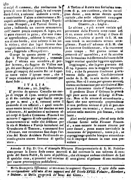 Notizie politiche o sia istoria de' piu famosi avvenimenti del mondo