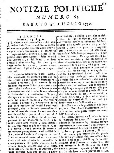 Notizie politiche o sia istoria de' piu famosi avvenimenti del mondo