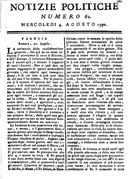 Notizie politiche o sia istoria de' piu famosi avvenimenti del mondo