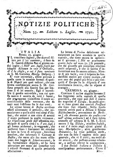 Notizie politiche o sia istoria de' piu famosi avvenimenti del mondo