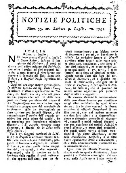 Notizie politiche o sia istoria de' piu famosi avvenimenti del mondo