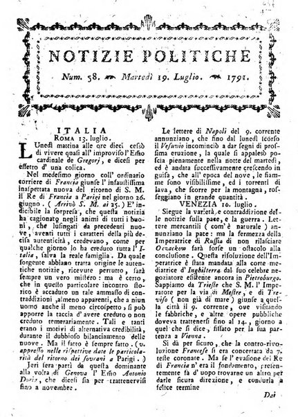 Notizie politiche o sia istoria de' piu famosi avvenimenti del mondo