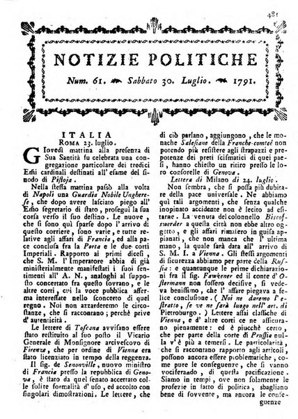 Notizie politiche o sia istoria de' piu famosi avvenimenti del mondo