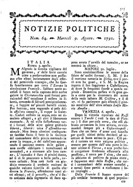 Notizie politiche o sia istoria de' piu famosi avvenimenti del mondo